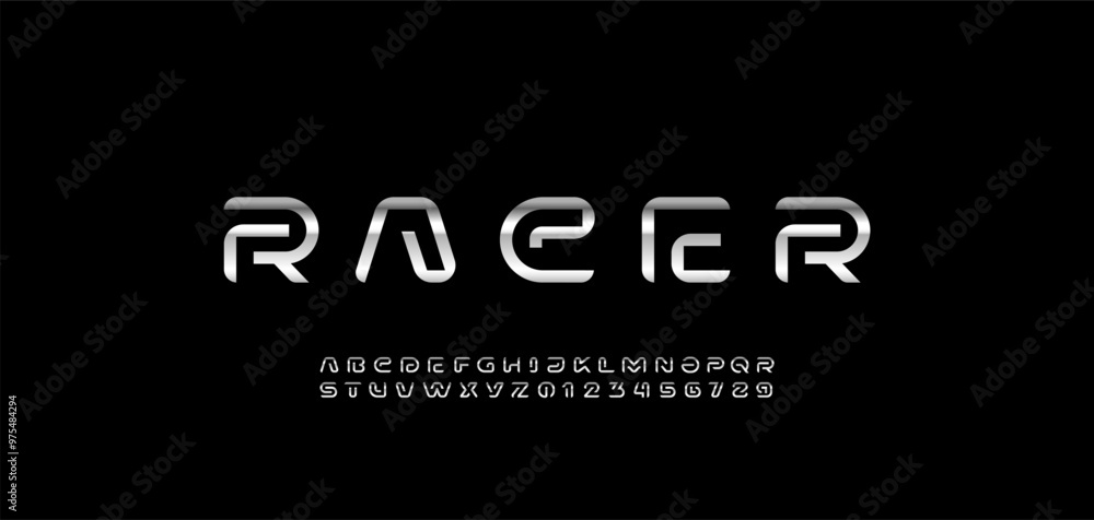 Obraz premium Modern font silver alphabet from segment line