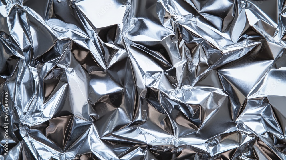 A detailed shot of crumpled foil paper with sharp edges and reflective, metallic texture creating abstract patterns. A detailed shot of crumpled foil paper with sharp edges and reflective, metallic texture creating abstract patterns.