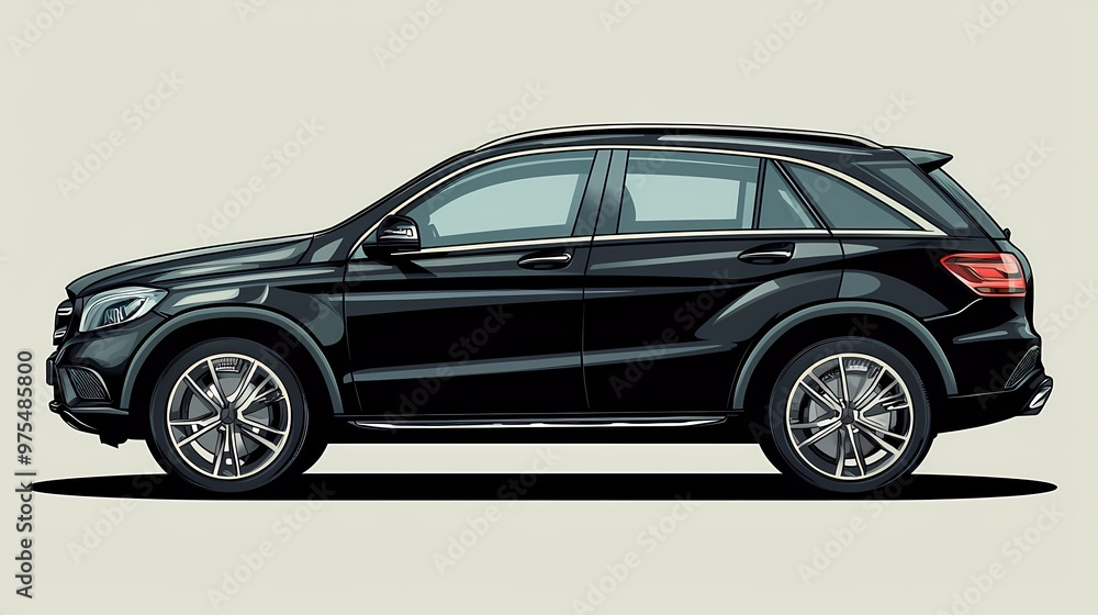 Fototapeta premium Sleek black SUV in a modern design with stylish features.