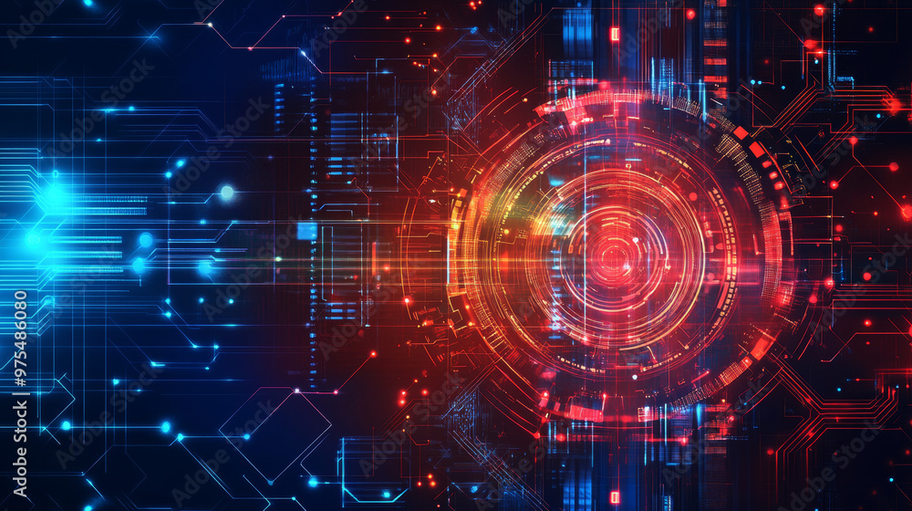 A futuristic, abstract design using technology elements for a science-based internet business. This design represents the concept of big data and is created using vector art. A futuristic, abstract design using technology elements for a science-based internet business. This design represents the concept of big data and is created using vector art.