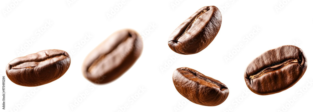 Fototapeta premium Coffee beans flying in the air coffee coffee beans beverage.
