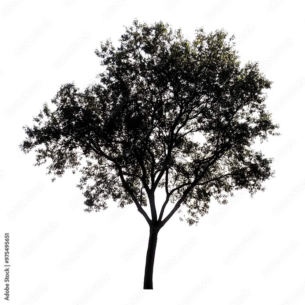 Print Majestic Silhouette of the Sourwood Tree, Nature's Elegant Profile on white background Print Majestic Silhouette of the Sourwood Tree, Nature's Elegant Profile on white background