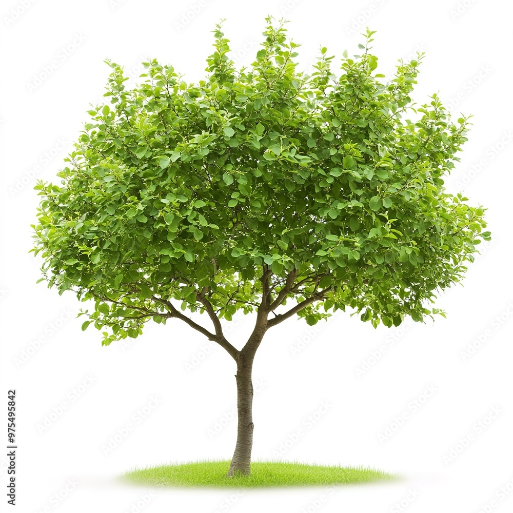 Lush Green Tree in Full Bloom on white background Lush Green Tree in Full Bloom on white background