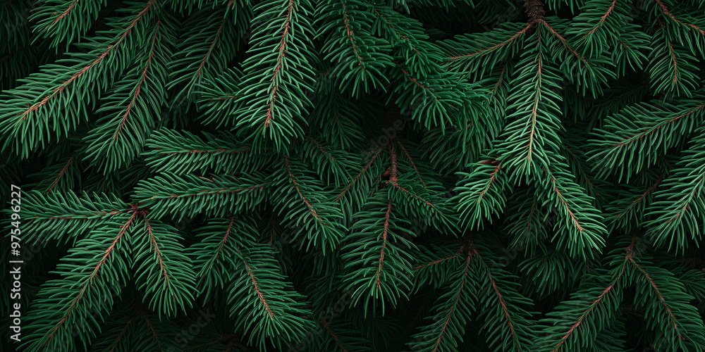 Xmas Banner background with Thick dark Green Christmas tree branches. Winter nature texture, holiday flyer, social media design Xmas Banner background with Thick dark Green Christmas tree branches. Winter nature texture, holiday flyer, social media design