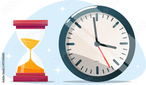 hourglass and mechanical clock