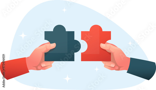 two hands putting together a puzzle