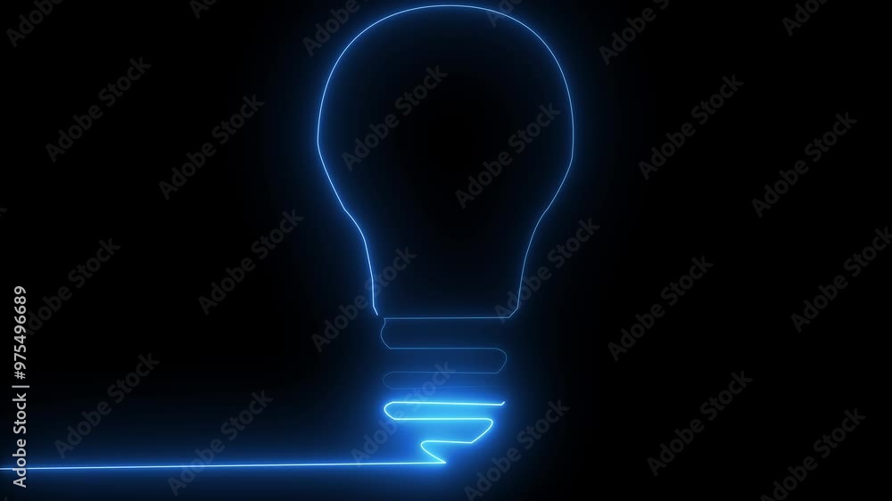 glowing bulb cyan color animation on black background. glowing bulb cyan color animation on black background.