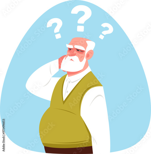 old man with question marks