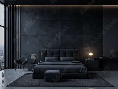 modern luxury black bedroom