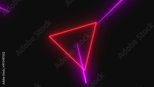 Wallpaper Mural glowing neon light lines red color tringle animation background system.  Torontodigital.ca