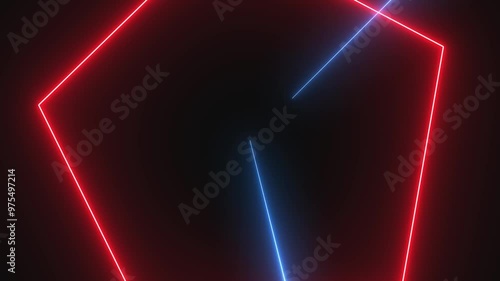Wallpaper Mural glowing neon line rectangle icon animation red color on dark background. Torontodigital.ca