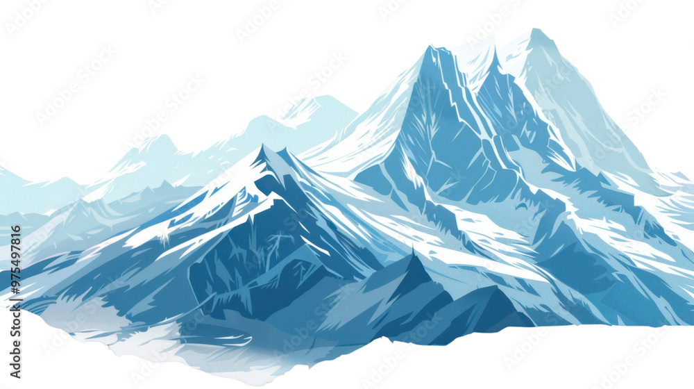 Fototapeta premium Snow mountains on transparent background