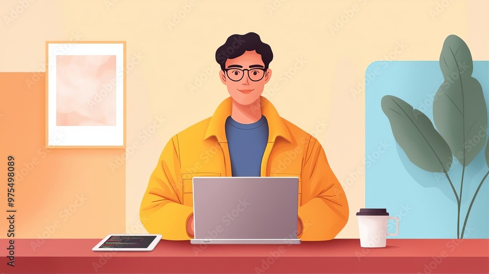 Freelance software engineer in a co-working space Freelance software engineer in a co-working space