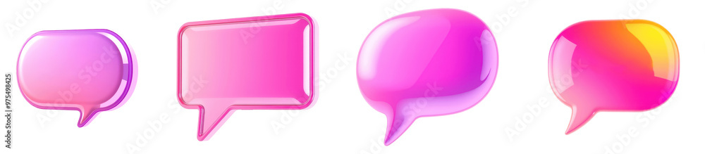set of glossy purple speech bubbles isolated on transparent background set of glossy purple speech bubbles isolated on transparent background