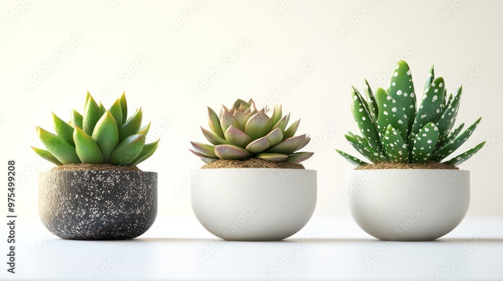Collection of Potted Succulent Plants and Cacti in Modern Minimalist Pots, Indoor Greenery for Home or Office Decoration Collection of Potted Succulent Plants and Cacti in Modern Minimalist Pots, Indoor Greenery for Home or Office Decoration