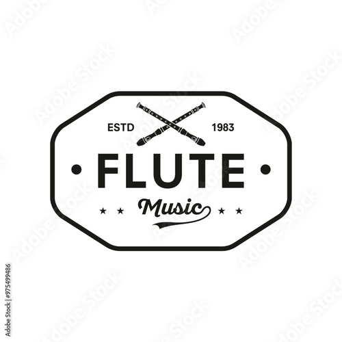 vintage logo Flute vector template illustration
