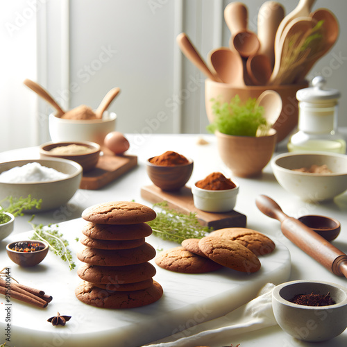 Madeiran Molasses Cookies on White Marble Counter