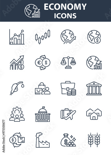set of economy icons, investment, business, financial