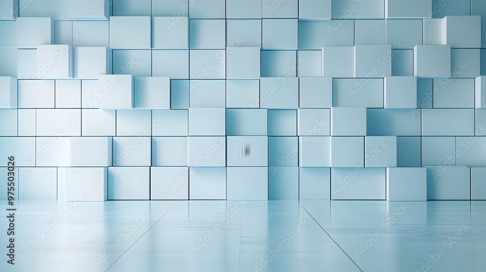Light White-Blue Blocks Wall Background Light White-Blue Blocks Wall Background