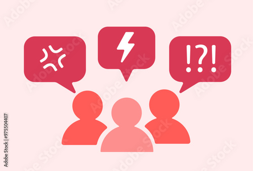 Anger angry reaction crowd people illustration