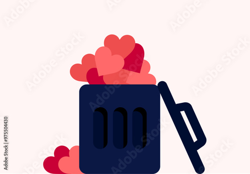 Disposal of emotions heartbreak dump illustration
