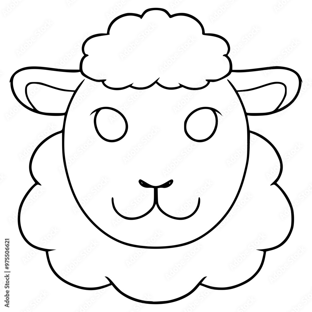 cute sheep face illustration hand drawn outline vector cute sheep face illustration hand drawn outline vector