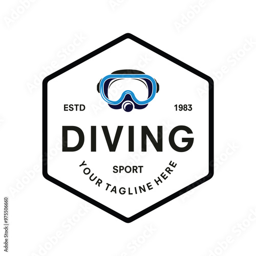 Diving mask and snorkel flat icon isolated