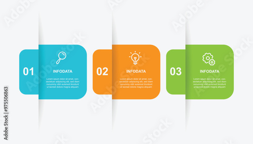 3 slide paper infographic template vector with icons suitable for presentation, business information and other graphic design 