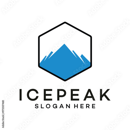 Mountain Ice Everest color logo vector