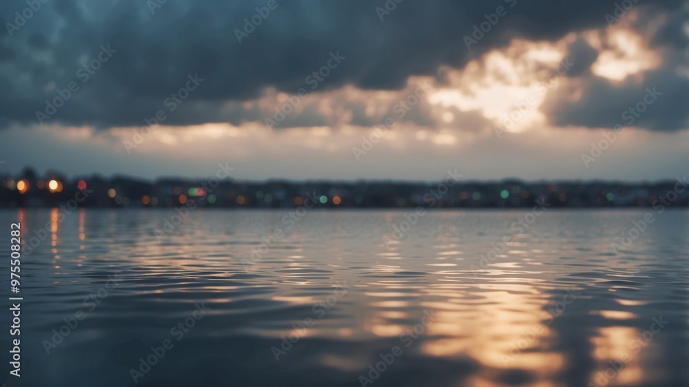 a large body of water under a cloudy sky. a large body of water under a cloudy sky.