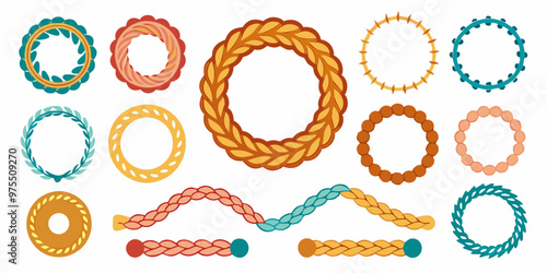 Braided Borders Knitted Ornaments & Decorative Ropes vector	