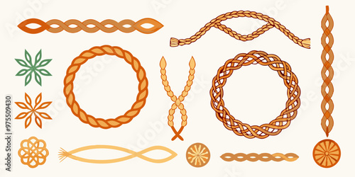 Braided Borders Knitted Ornaments & Decorative Ropes vector	