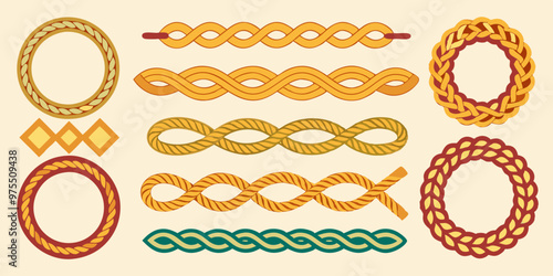 Braided Borders Knitted Ornaments & Decorative Ropes vector 