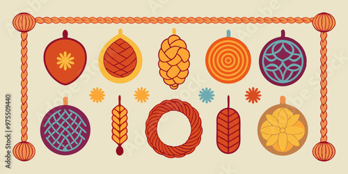 Braided Borders Knitted Ornaments & Decorative Ropes vector	