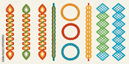 Braided Borders Knitted Ornaments & Decorative Ropes vector	