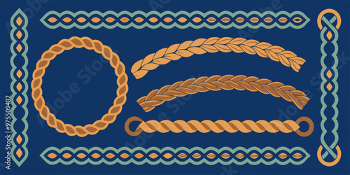 Braided Borders Knitted Ornaments & Decorative Ropes vector	
