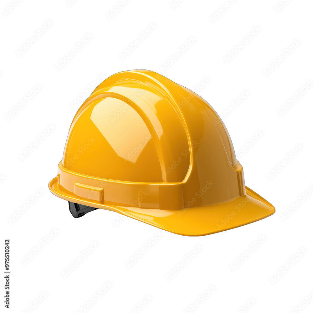 A bright yellow construction helmet designed for safety in industrial and construction environments. transparent background A bright yellow construction helmet designed for safety in industrial and construction environments. transparent background