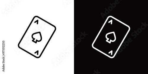 トランプのスペードのエースのシンプルなラインアイコン