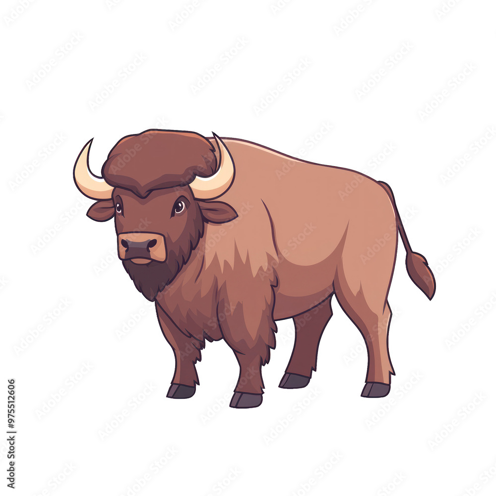 A colorful illustration of a bison, showcasing its thick fur and powerful stance, perfect for wildlife-themed projects. transparent background A colorful illustration of a bison, showcasing its thick fur and powerful stance, perfect for wildlife-themed projects. transparent background