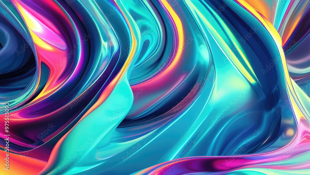 Fototapeta premium Futuristic Gradient with Electric Blue, Bright Teal, Neon Violet, and Chrome Silver