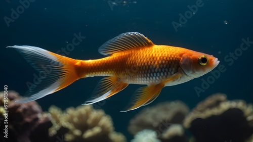 Red Sea sea goldie (Pseudanthias squamipinnis), also known as the lyretail coralfish, lyretail anthias, and scalefin anthias, is a small species of colorful fish in the subfamily Anthiinae. photo