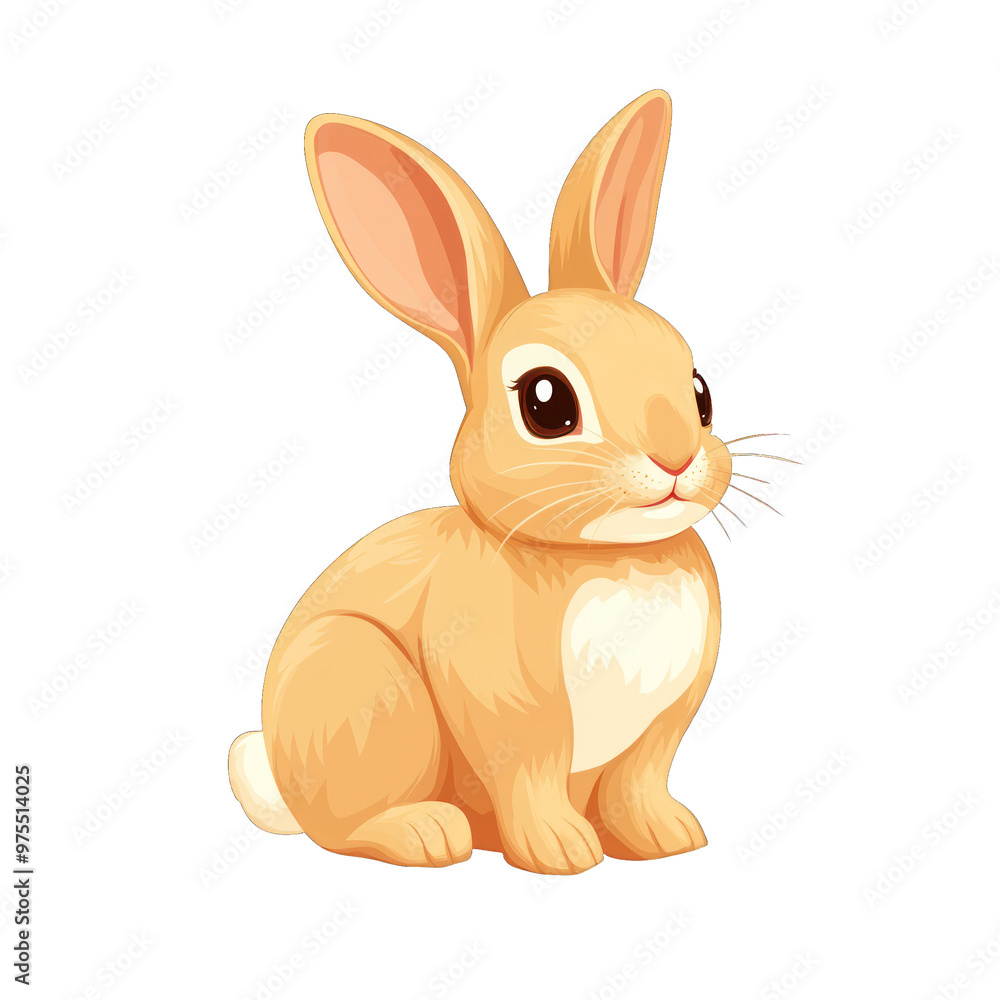 Fototapeta premium A cute, cartoon-style rabbit sitting gracefully, perfect for children's themes, illustrations, or playful designs. transparent background