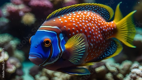 This picture shows an emperor angelfish (Pomacanthus imperator). Taken in the Red Sea. photo