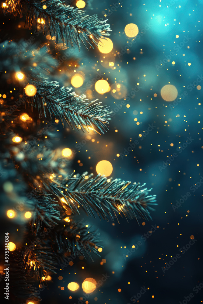 Sparkling Christmas Bokeh Lights on Blue Background Sparkling Christmas Bokeh Lights on Blue Background