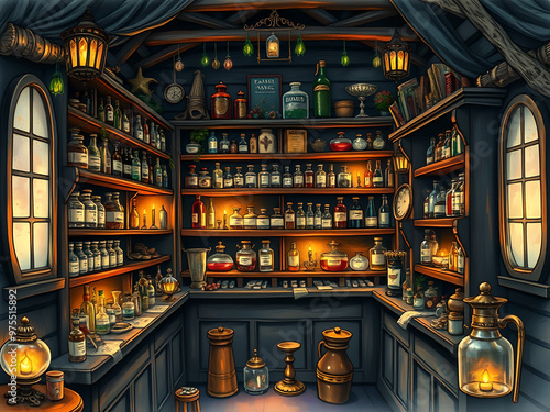 A Spooky Witch's Apothecary: Enchanting Candlelit Glow photo