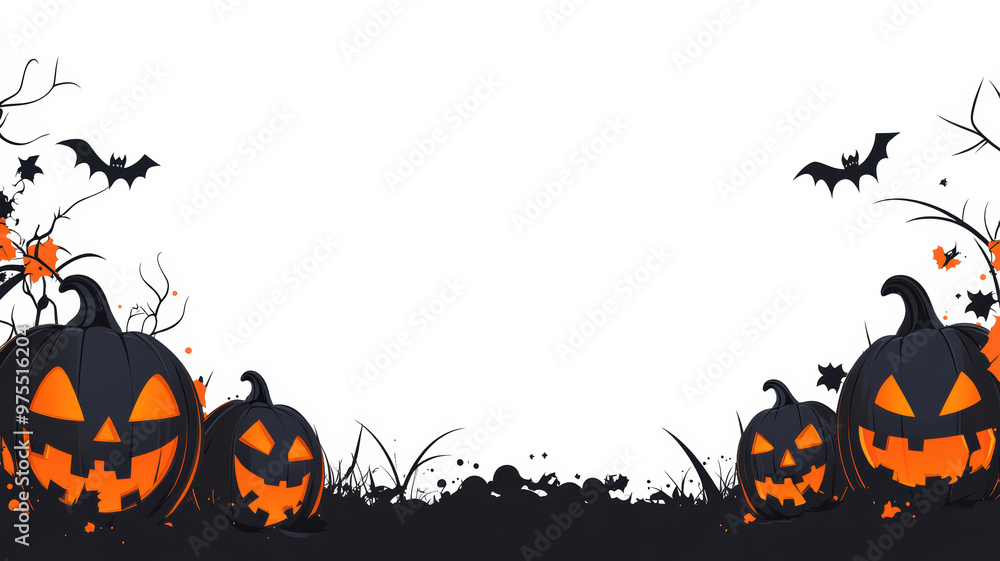 White Background Halloween Pumpkins Design