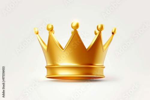 Crown icon, king symbol, 3d realistic princess sign, queen, royal emblem, royalty, crown isolated