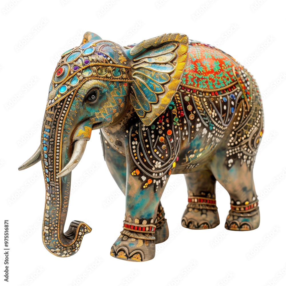 Obraz premium Transparent A blue elephant with a gold crown on its head