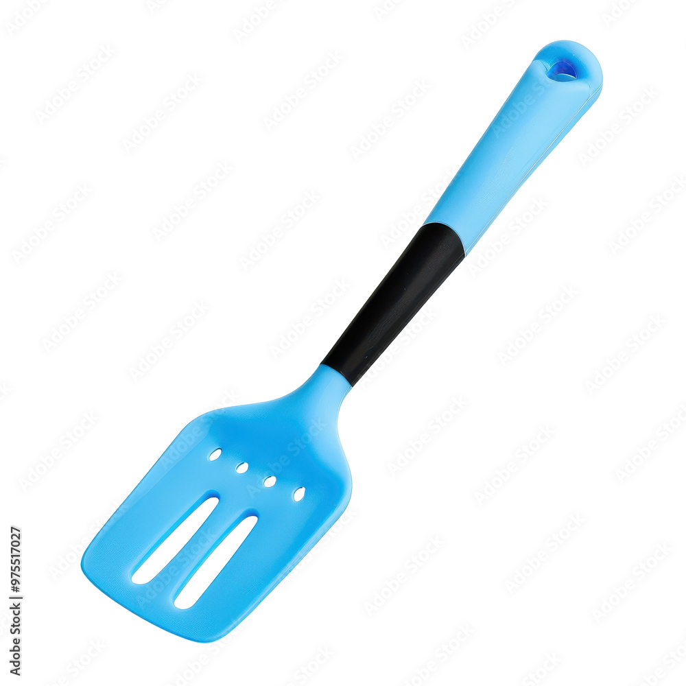 Transparent A blue spatula with black handles Transparent A blue spatula with black handles