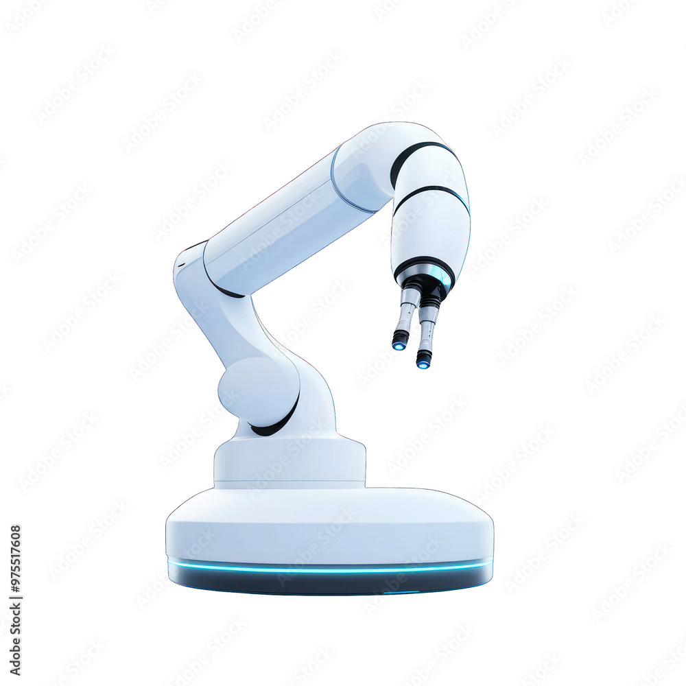 A modern robotic arm designed for precision tasks in industrial environments, showcasing advanced technology and engineering. transparent background A modern robotic arm designed for precision tasks in industrial environments, showcasing advanced technology and engineering. transparent background